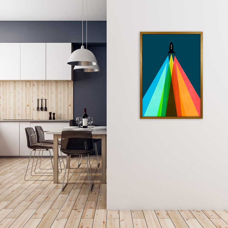 Rainbow and Navy Rocket A A1 Print Only