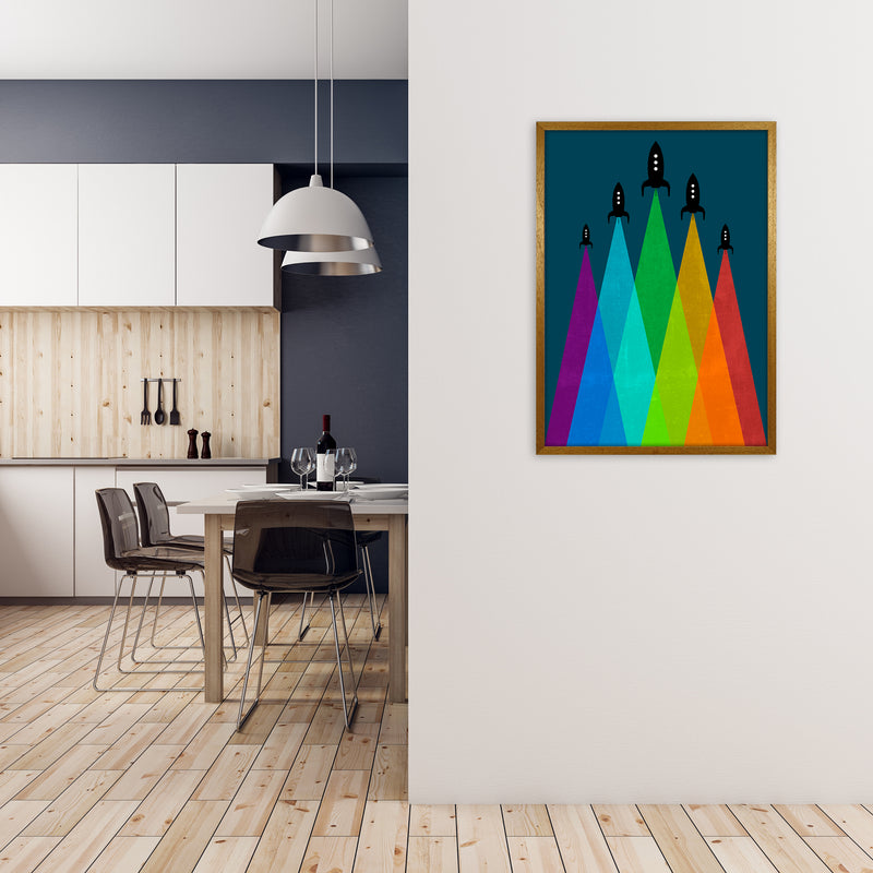 Rainbow and Navy Rocket B A1 Print Only