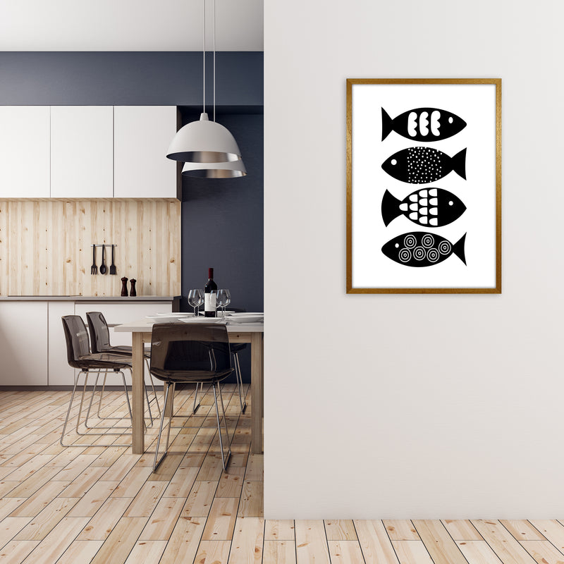 Black and White Scandi Fish A1 Print Only