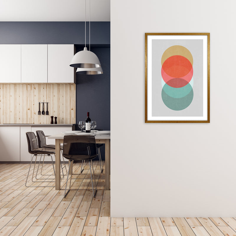 Mid Century Circles in Scandi Colours A A1 Print Only