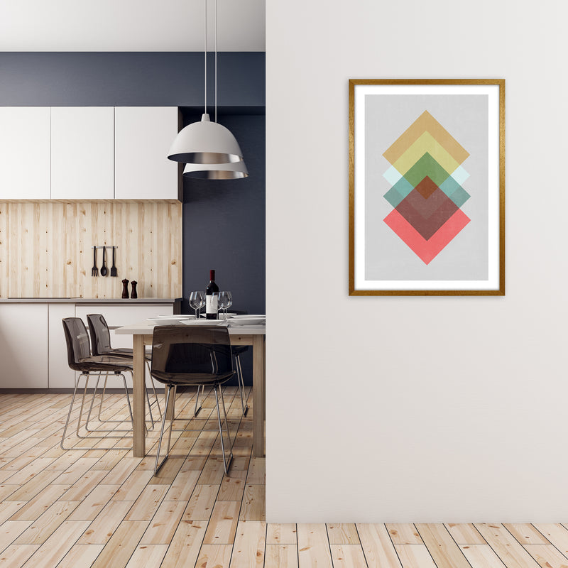 Mid Century Shapes in Scandi Colours B A1 Print Only