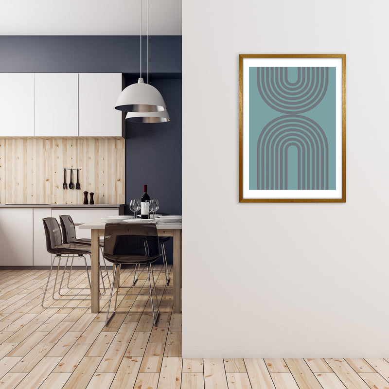 Grey and Blue Modern Rainbow A1 Print Only