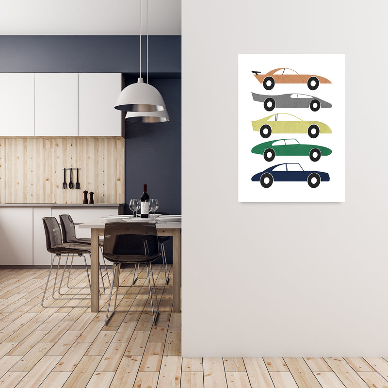 Muted Colours Car Wall Art A1 Black Frame