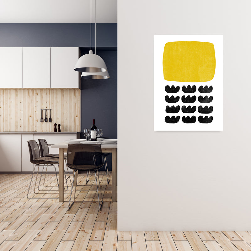 Yellow and Black Abstract Original A1 Black Frame