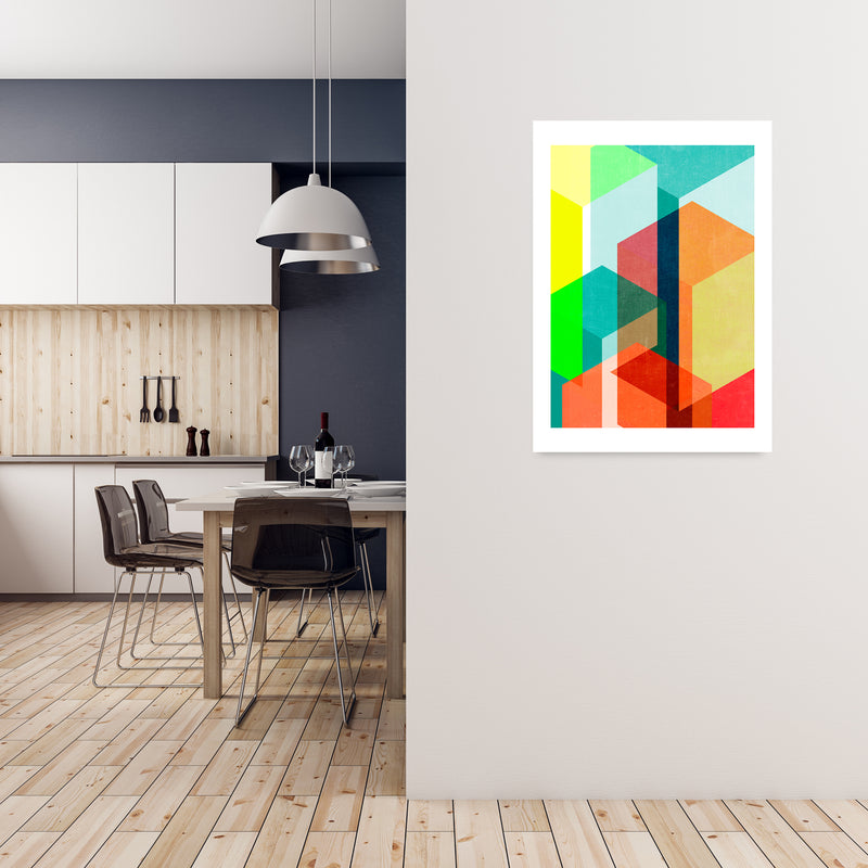 Bright Colourful Abstract Print B A1 Black Frame