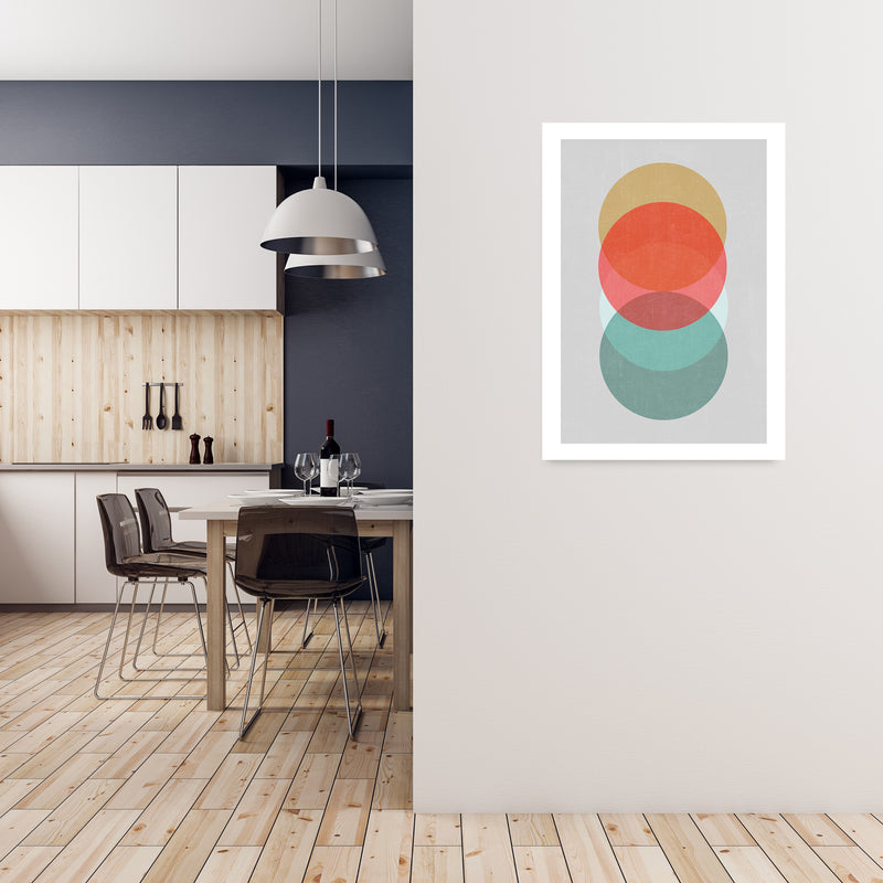 Mid Century Circles in Scandi Colours A A1 Black Frame