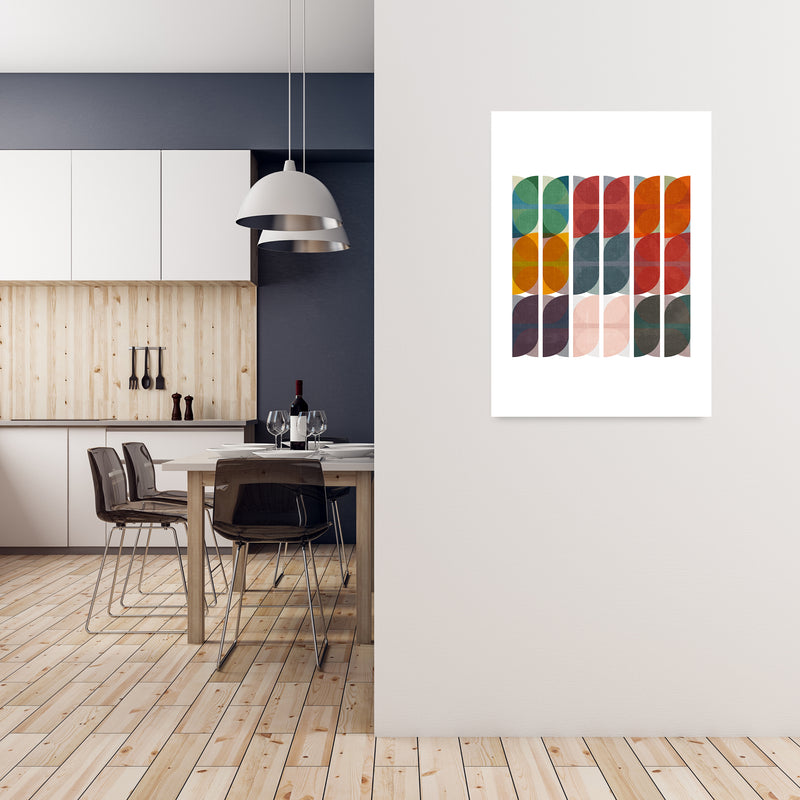 Mid Century Colourful Abstract Art Print A A1 Black Frame