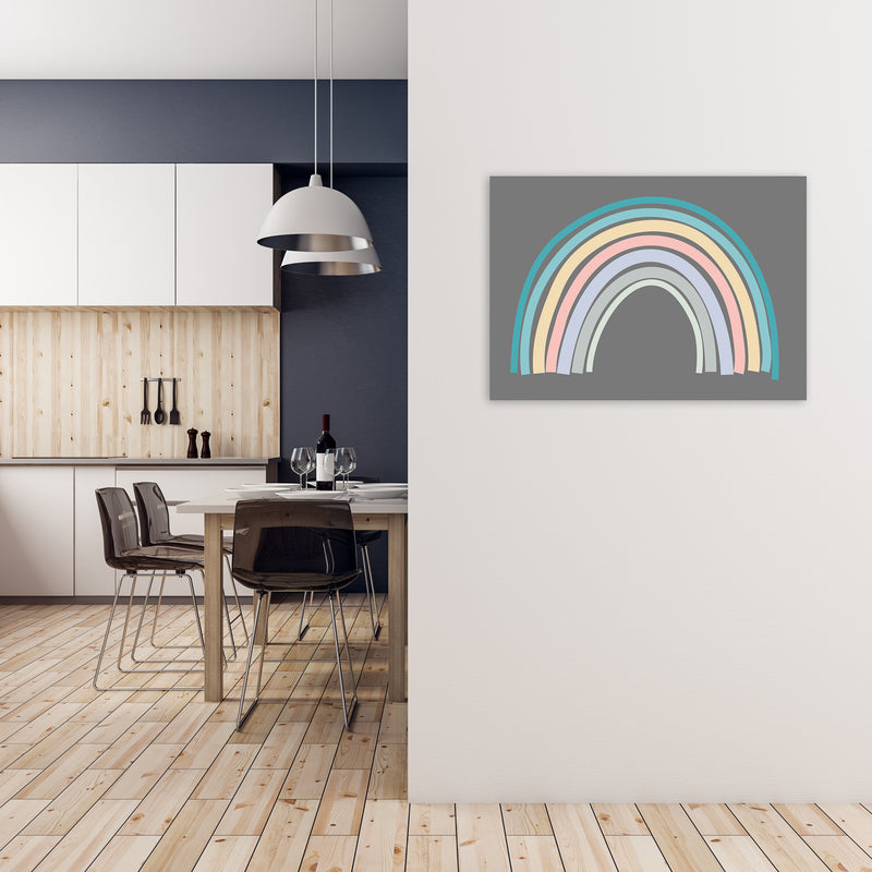 Multicolour Rainbow on Grey Original A1 Black Frame