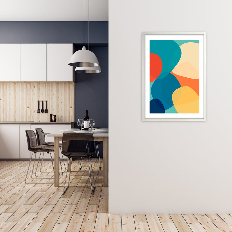 Abstract Multicolour Design Original A1 Oak Frame