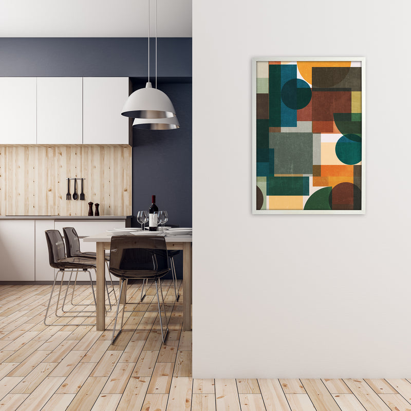 Colorful Abstract Modern Wall Art A1 Oak Frame