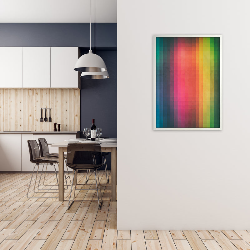 Rainbow Pixel Art Original A1 Oak Frame