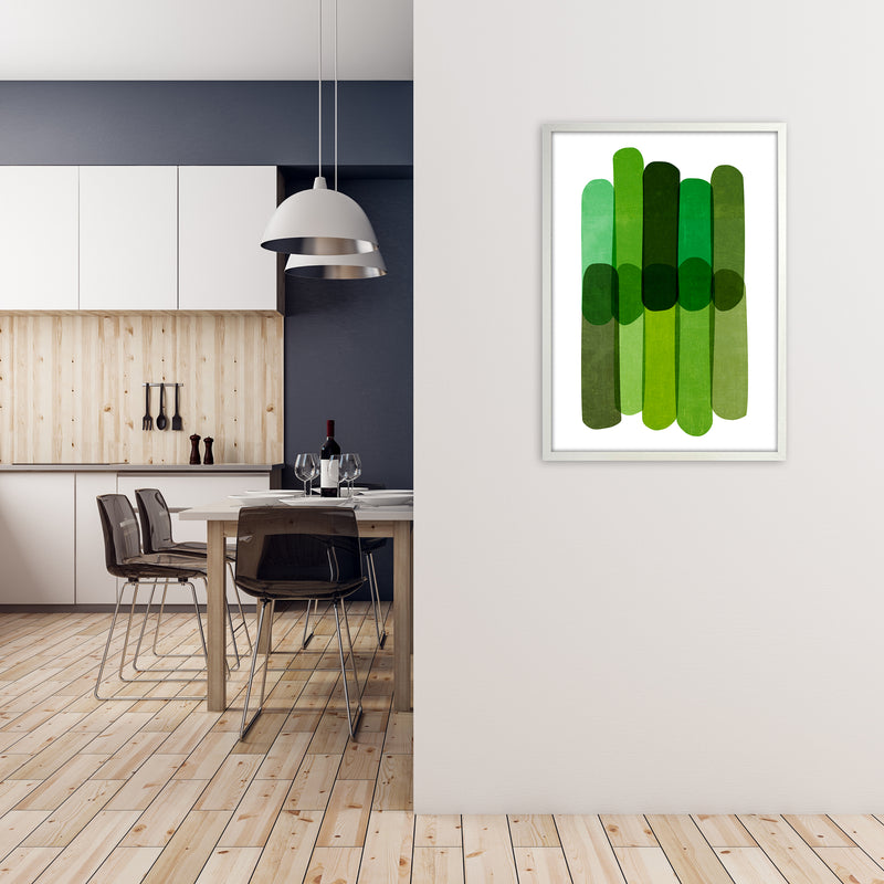 Green Abstract Wall Art Prints A1 Oak Frame
