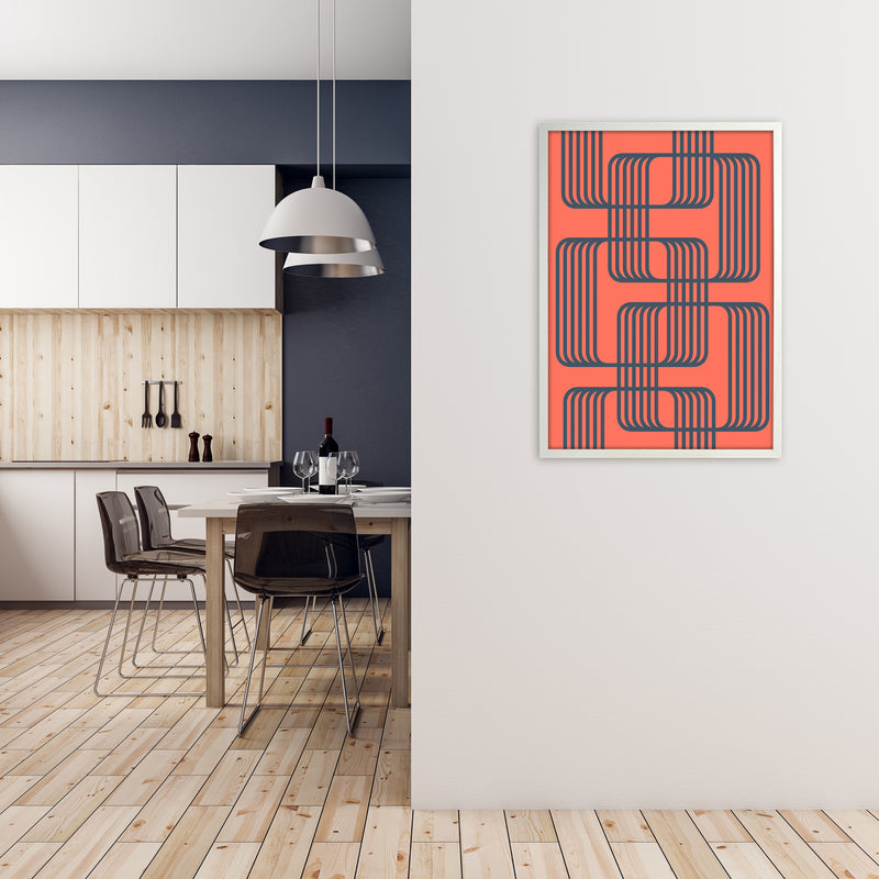 Blue and Red Geometric Wall Art Print B A1 Oak Frame