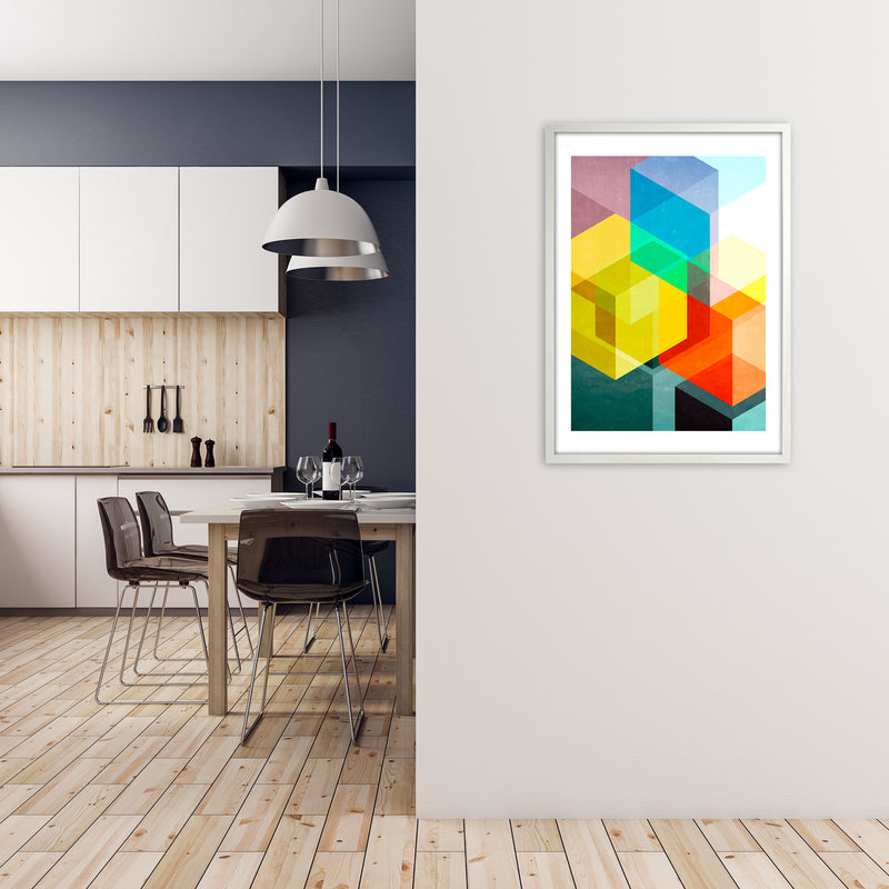 Bright Colourful Abstract Print A A1 Oak Frame