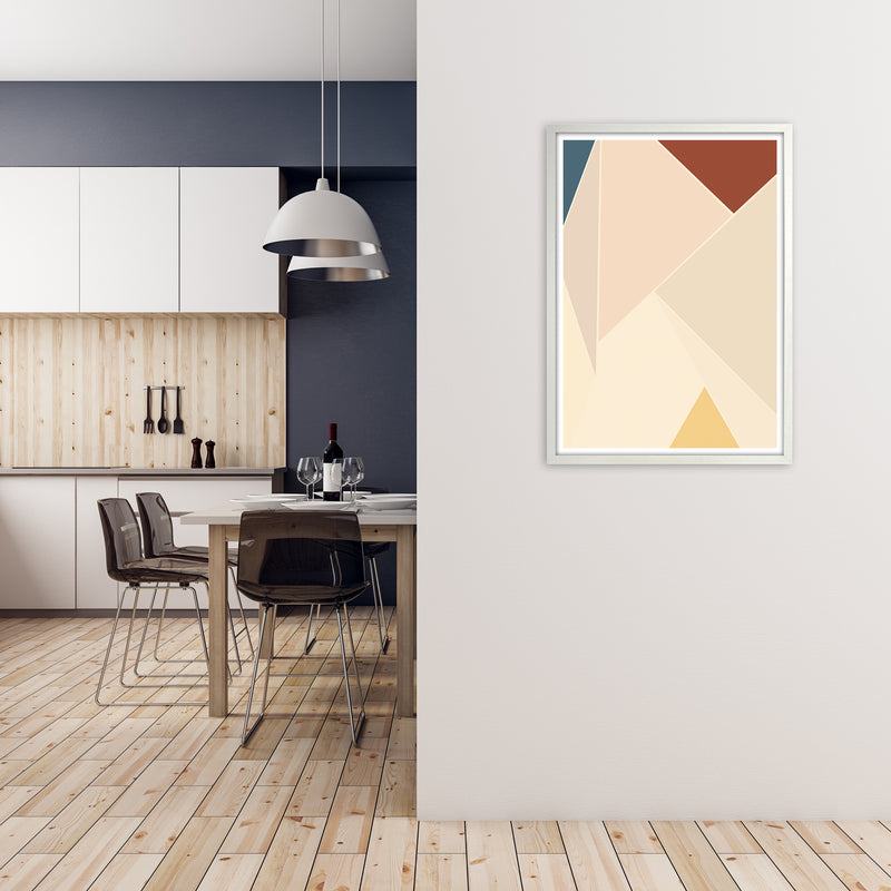 Colour Block Mid Century Art Print B A1 Oak Frame