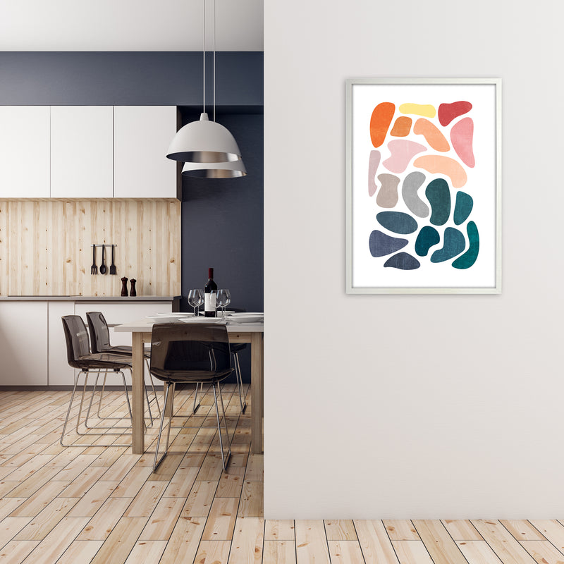 Colourful Abstract Shapes Print B A1 Oak Frame