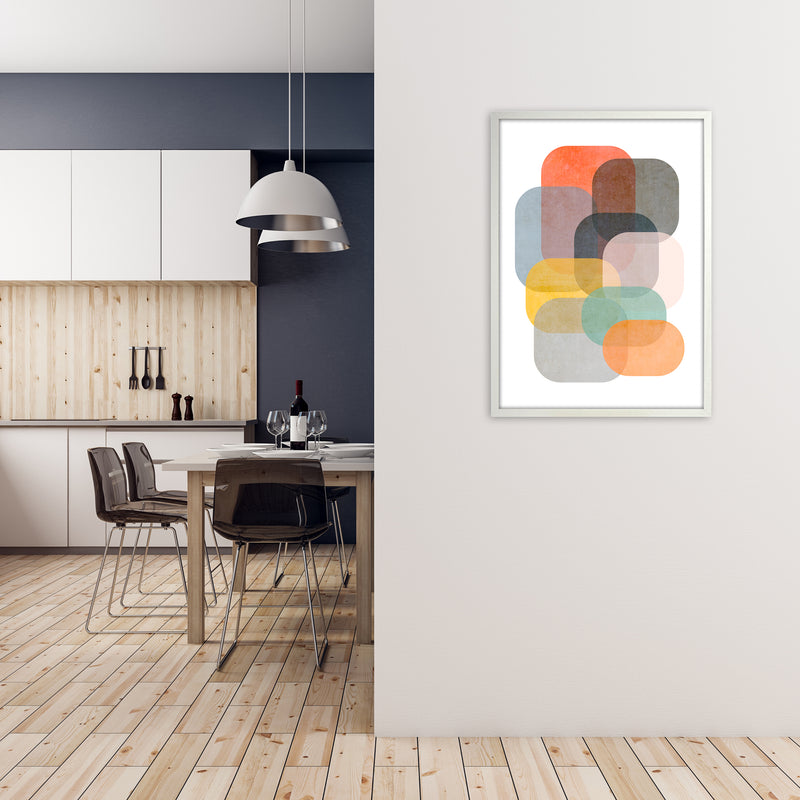 Colourful Abstract Shapes Wall Art A A1 Oak Frame
