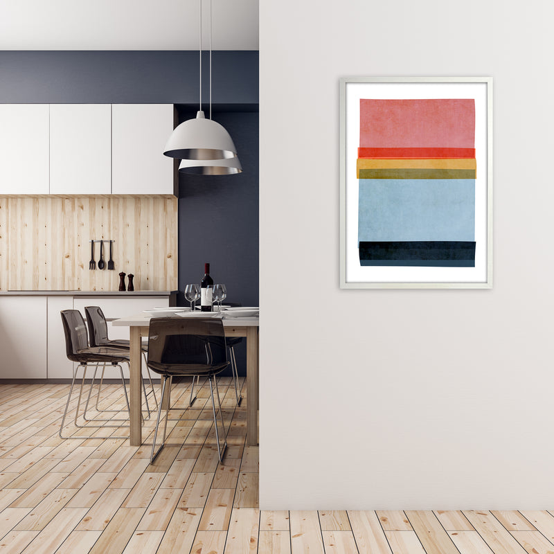 Colourful Abstract Shapes Wall Art B A1 Oak Frame