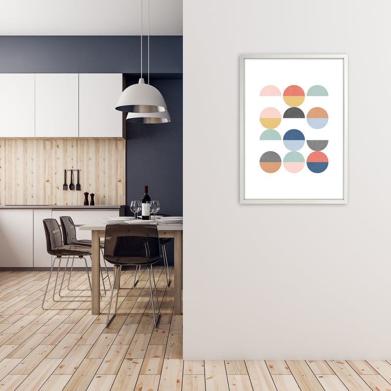 Simple Circles with Texture B A1 Oak Frame