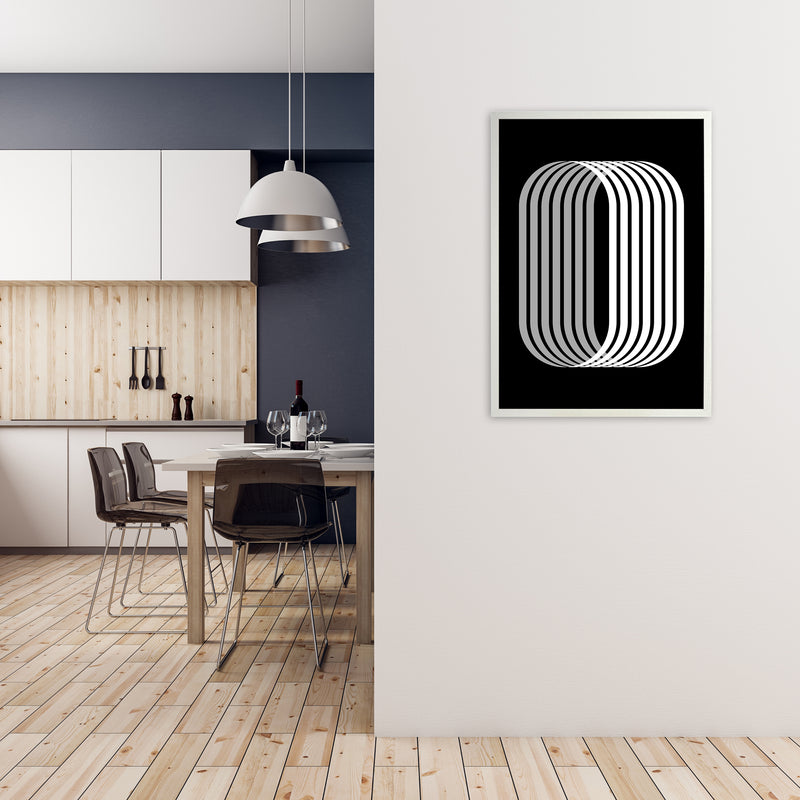 Abstract Modern Black and White Shape Original A1 Oak Frame