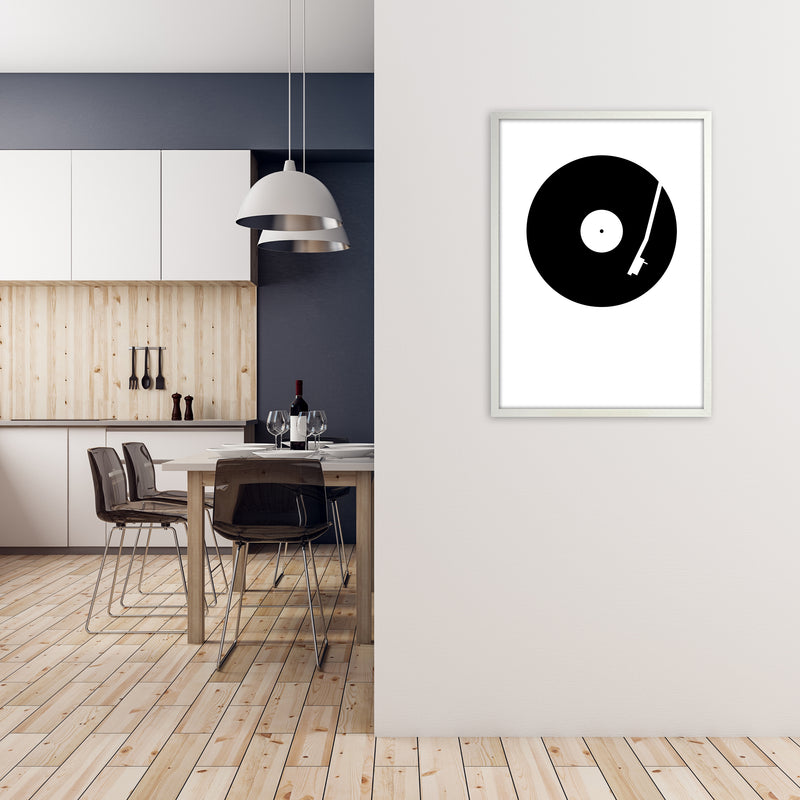 Black and White Abstract Vinyl A1 Oak Frame