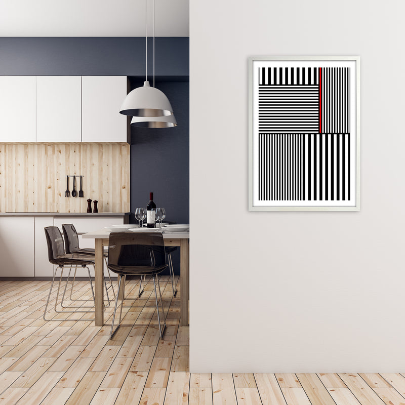 Black and White Stripes with A1 Oak Frame