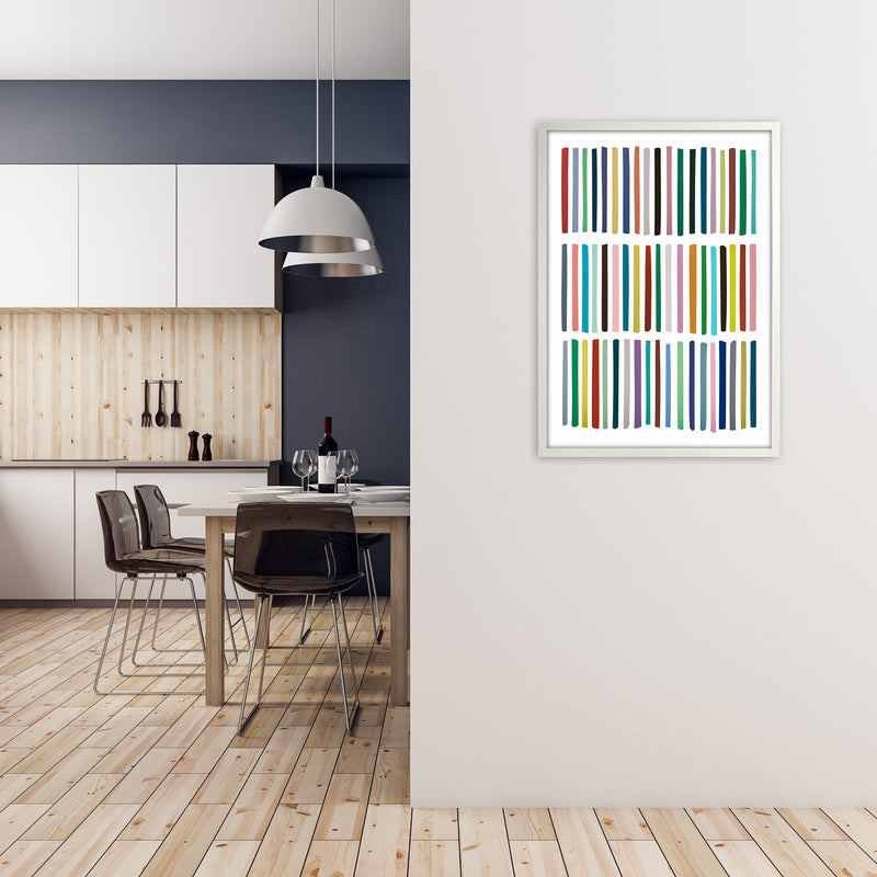 Scandinavian Multicolour Lines Original A1 Oak Frame