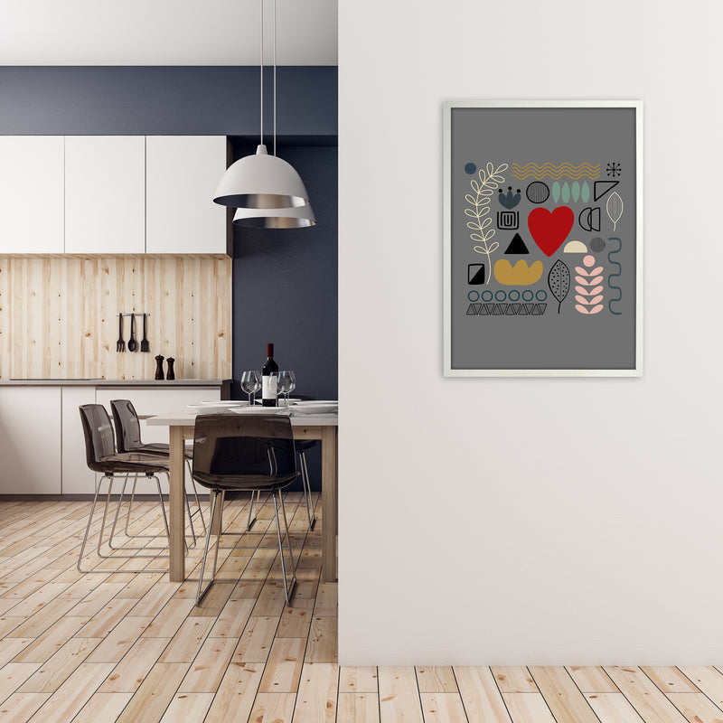 Scandnavian Shapes on Grey Original A1 Oak Frame