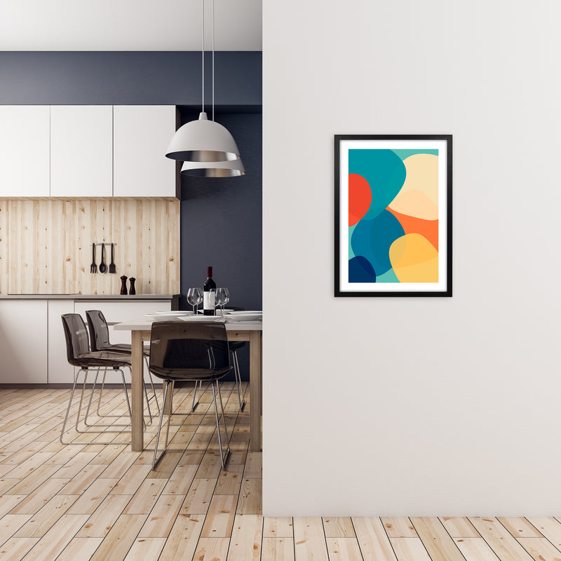 Abstract Multicolour Design Original A2 White Frame