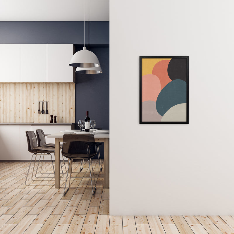 Colorful Abstract Shapes Original A2 White Frame