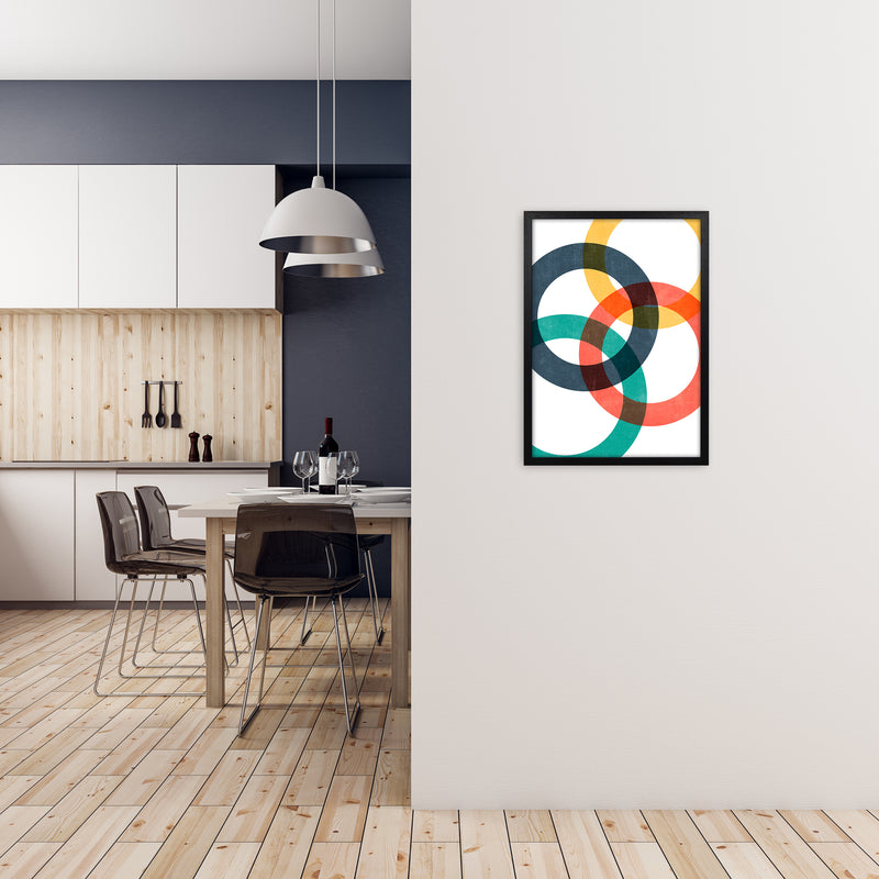 Multicolor Geometric Circles Wall Art A2 White Frame