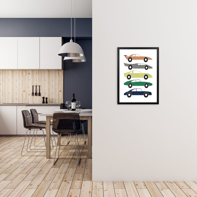 Muted Colours Car Wall Art A2 White Frame