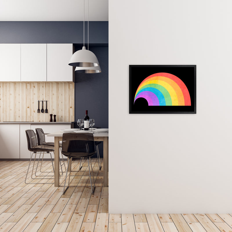 Rainbow and Black Horizontal Wall A2 White Frame