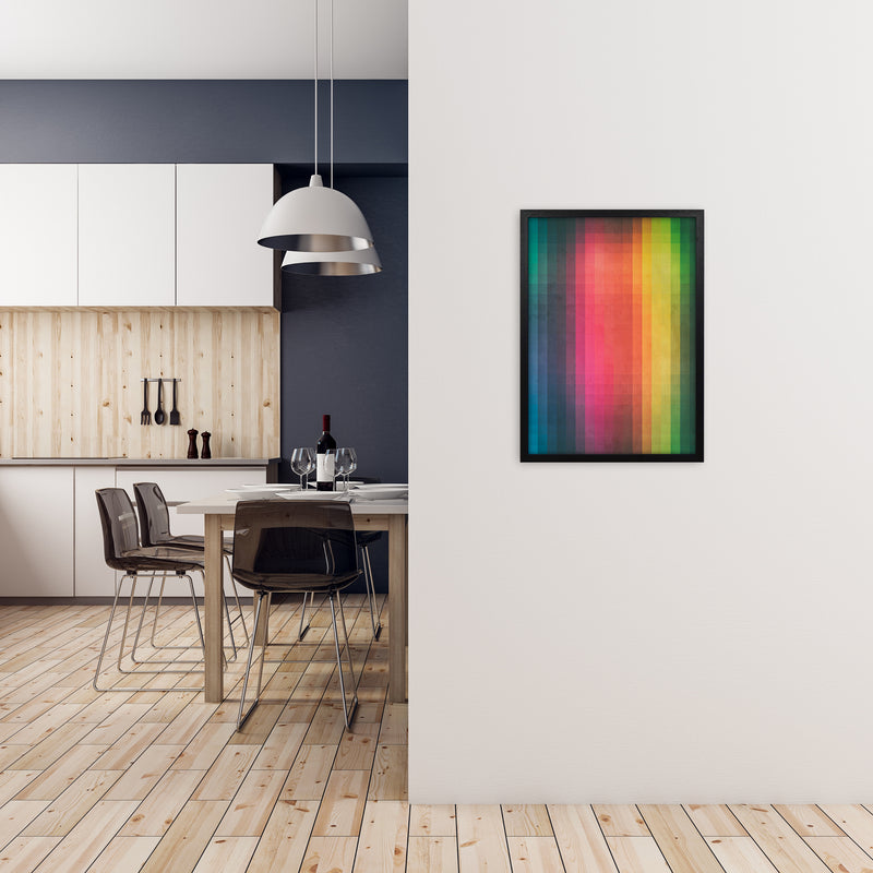 Rainbow Pixel Art Original A2 White Frame