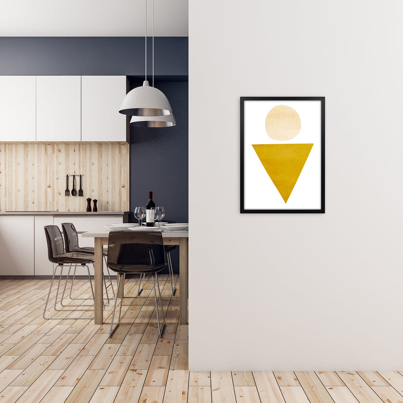 Yellow Triangle and Circle Original A2 White Frame