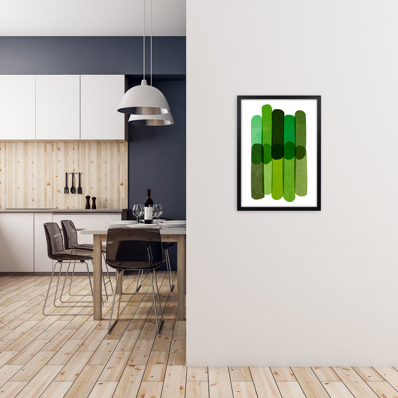 Green Abstract Wall Art Prints A2 White Frame