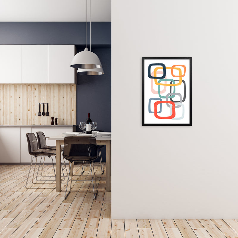 Abstract Mid Modern Pair B A2 White Frame