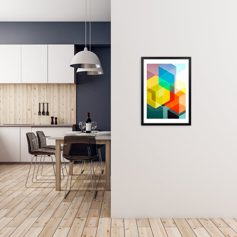 Bright Colourful Abstract Print A A2 White Frame