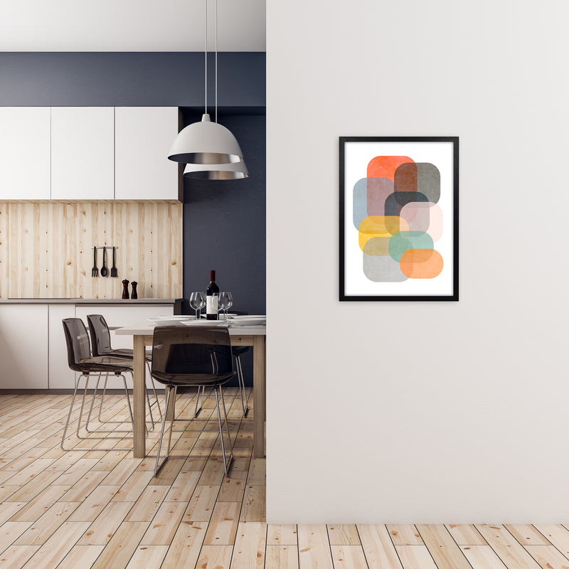 Colourful Abstract Shapes Wall Art A A2 White Frame