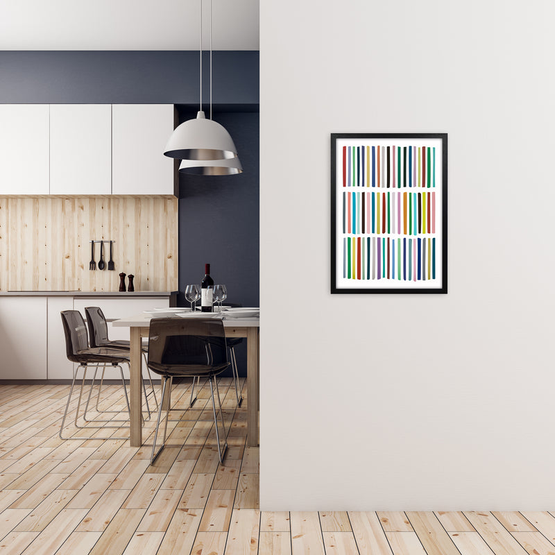 Scandinavian Multicolour Lines Original A2 White Frame