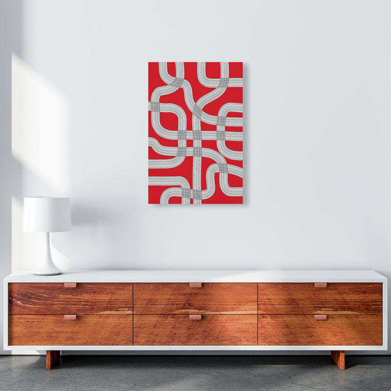 Red Black and White Abstract A2 Canvas