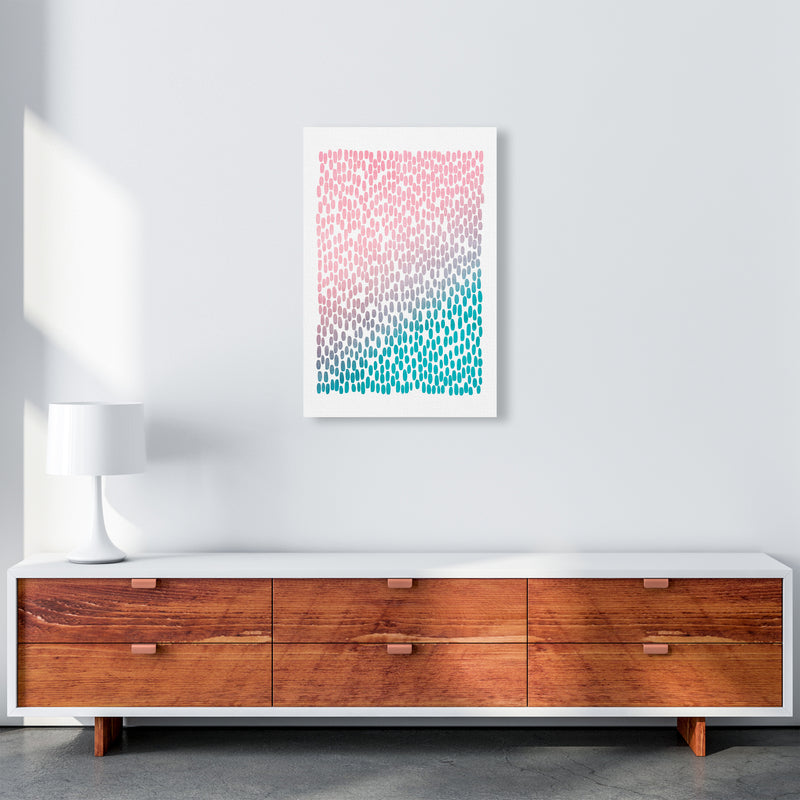 Pink and Blue Abstract Dots A2 Canvas