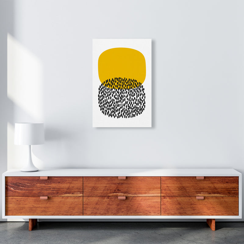 Yellow and Black Dots Original A2 Canvas
