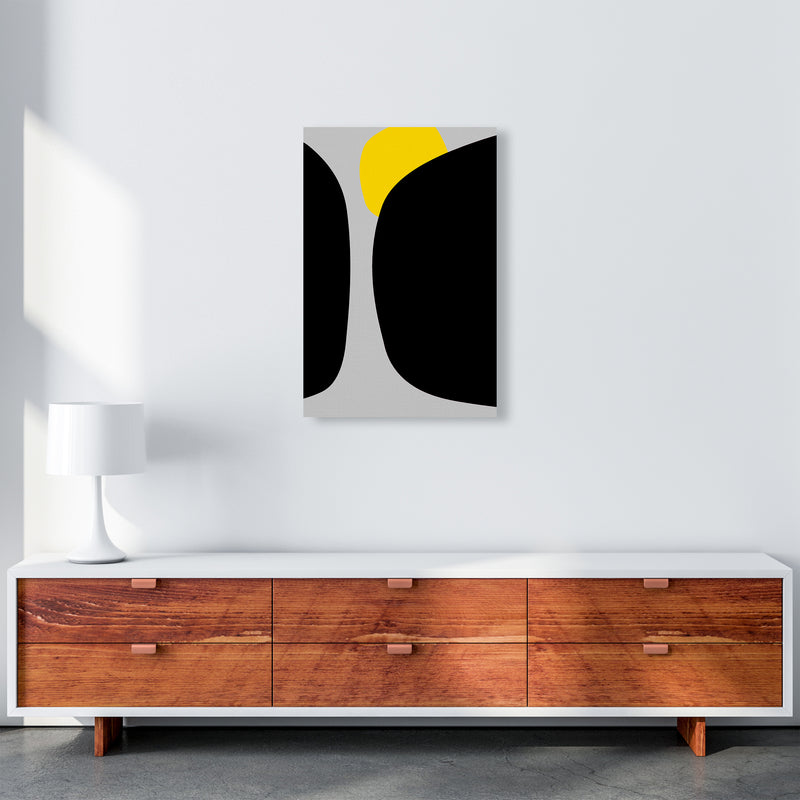 Abstract Black Shapes with Yellow Original B Art Print by Print Punk Studio A2 Canvas