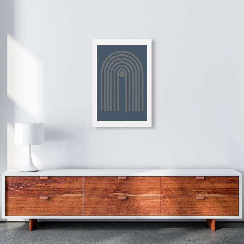Mid Century Grey and Blue Wall Art Prints A A2 Canvas