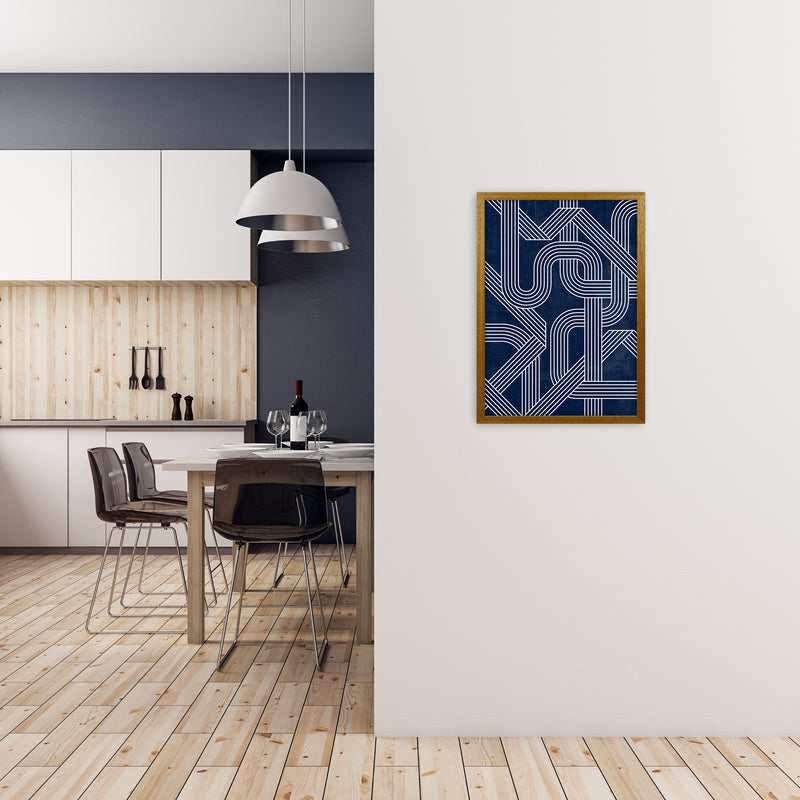 Blue Abstract Lines Wall Art A2 Print Only