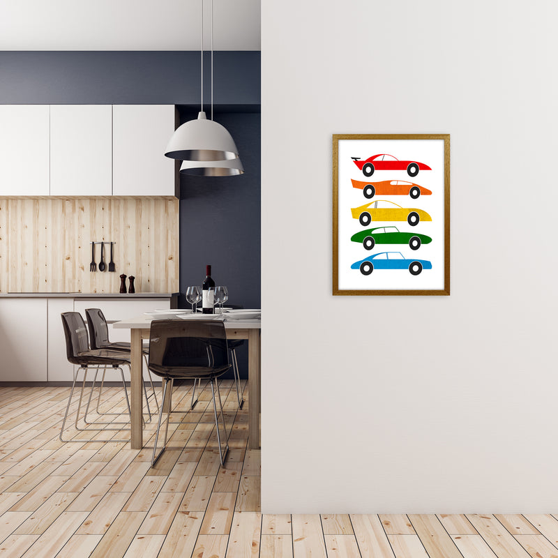 Mid Century Cars on White A2 Print Only