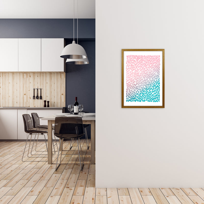 Pink and Blue Abstract Dots A2 Print Only