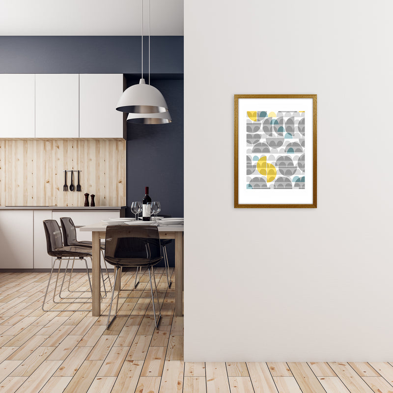 Geometric Grey and Yellow A Original A2 Print Only
