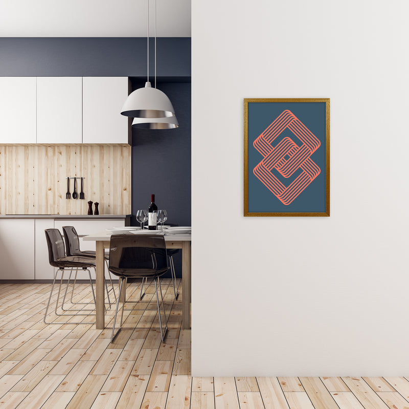 Blue and Red Geometric Wall Art Print A A2 Print Only